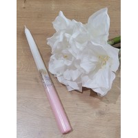 Krikšto žvakė 30 cm. Spalva balta / rožinė